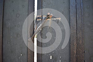 Antique Iron DoorLatch on Building at Shasta, California