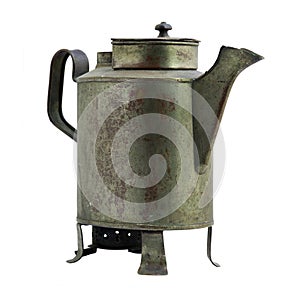 Antique iron pot. with white background.