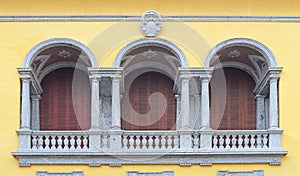 Antique Italian balcony in gray marble
