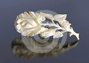 Antique Ivory carved brooch Rose