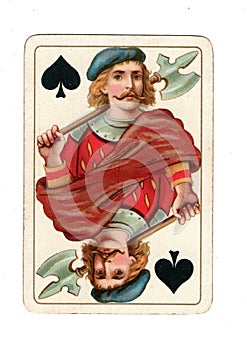 An antique jack of spades playing card.
