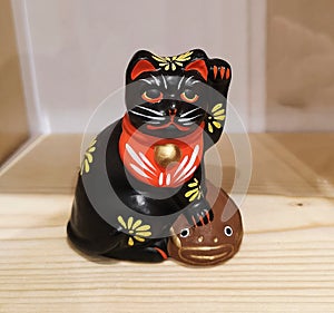 Antique Japanese wooden toy cat