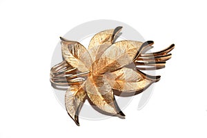 Antique Jeweled Brooch on White Background