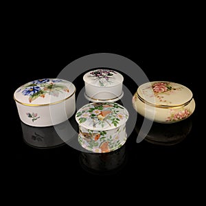 Antique jewelry box. set of boxes. hand painted retro jewelry box