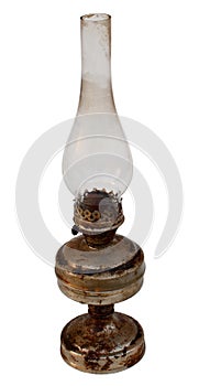 Antique kerosene lamp with a glass bulb