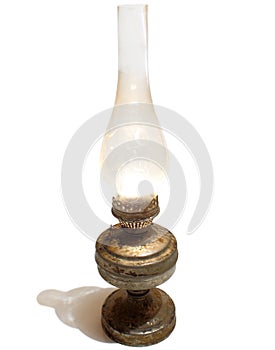 Antique kerosene lamp with a glass bulb