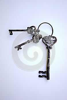 Antique keys on master ring