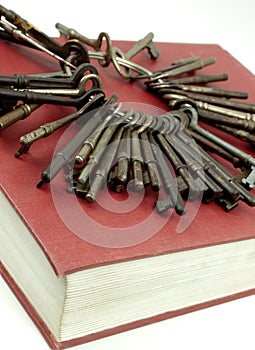Antique Keys On A Red Book
