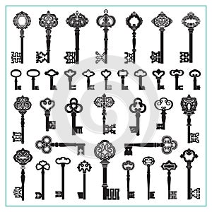 Antique Keys Silhouettes