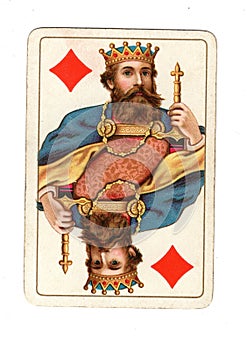 An antique king of diamonds playing card.