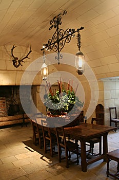 Antique kitchen of Chateau de Chenonceau, France photo