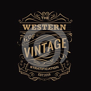 Antique label hand drawn vintage typography border vector