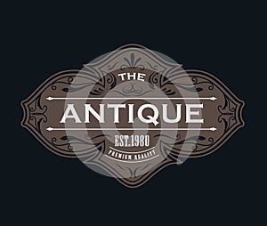 Antique label typography logo vintage frame design vector