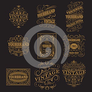 Antique label, vintage frame design, retro logo.