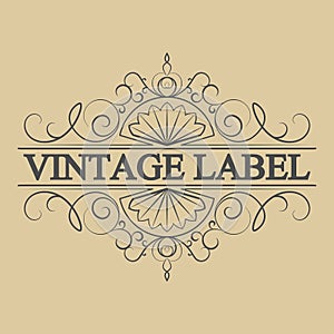 Antique label, vintage frame design, retro logo.