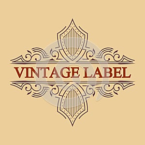 Antique label, vintage frame design, retro logo.