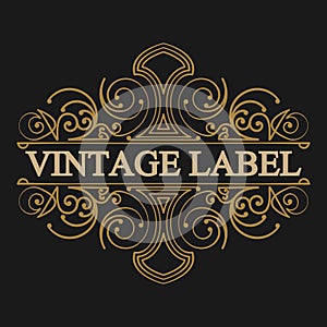 Antique label, vintage frame design, retro logo.