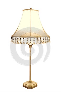 Antique Lamp with Embroidered Shade