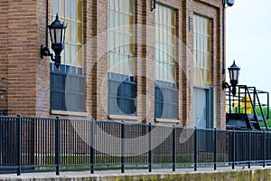 Antique lights and glass windows