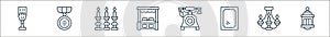 antique line icons. linear set. quality vector line set such as lantern, chandelier, rectangular mirror, old phone, old fashioned