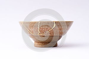 Antique little bowl restored with antique kintsugi real gold technique