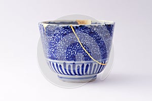 Antique little tea cup restored with antique kintsugi real gold technique