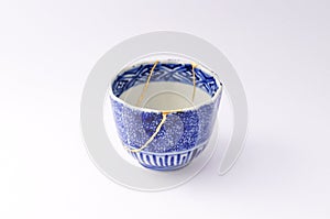 Antique little tea cup restored with antique kintsugi real gold technique