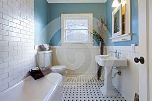 Antique luxury design of blue bathroom photo