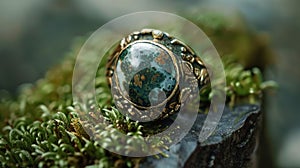 Antique Malachite Ring with Floral Embellishments photo