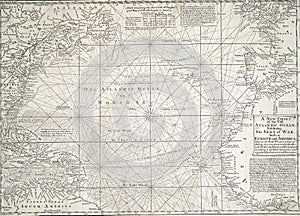 Antique map of the Atlantic Ocean