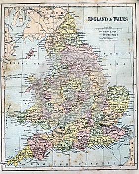 Antique Map of England and Wales photo