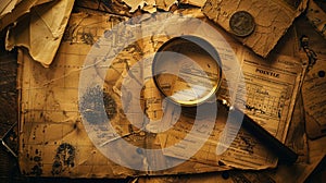 The antique map exploration.AI generated image