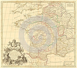 Antique map of France