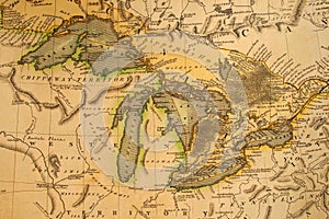 Antique Map of the Great Lakes photo