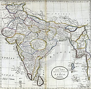 Antique map of Hindostan or India