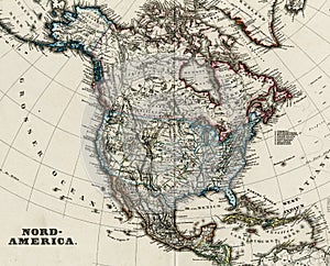 Antique map of North America 1875
