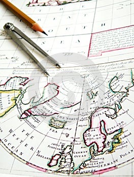 Antique map of North Pole