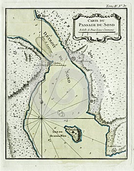 Antique map Oresund, the Sound