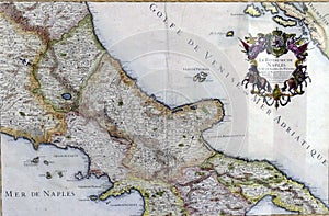 Antique map of southern Italy