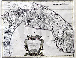 Antique map of southern Italy