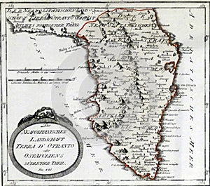 Antique map of southern Italy