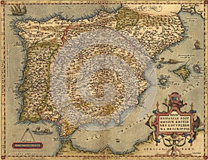 Antique Map of Spain photo