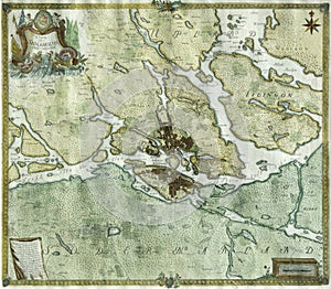 Antique map Stockholm, Sweden photo