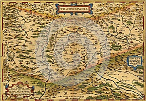Antique Map of Transylvania, Romania photo
