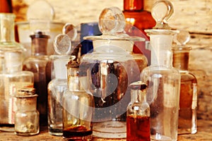 Antique Medicine pharmacy Bottles, 1800s Victorian Era