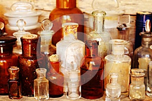 Antique Medicine pharmacy Bottles, 1800s Victorian Era