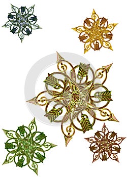 Antique metalwork as stars, medallions