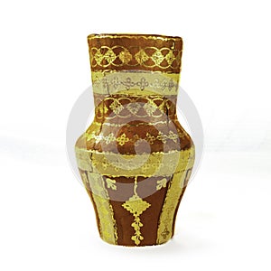 Antique Mexican Clay Vase with Gold Accents photo