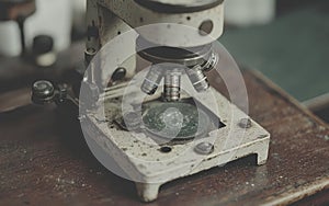 Antique Microscope Close-Up