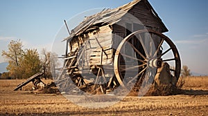 Antique milling structure weathered wood